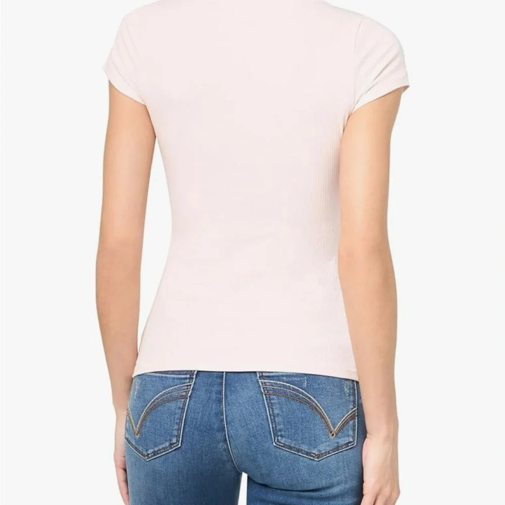 SOLDGuess Pale Pink Ribbed Bodysuit Short Sleeve - Picture 3 of 10